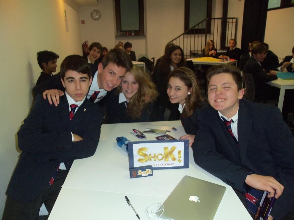 The winning team with their chocolate product, Shok!